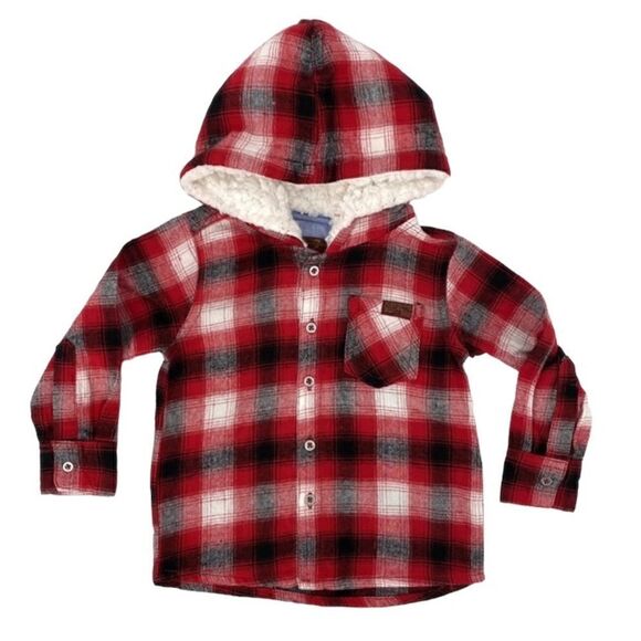 7 For All Mankind Lined Hooded Flannel 12 M - Picture 2 of 9